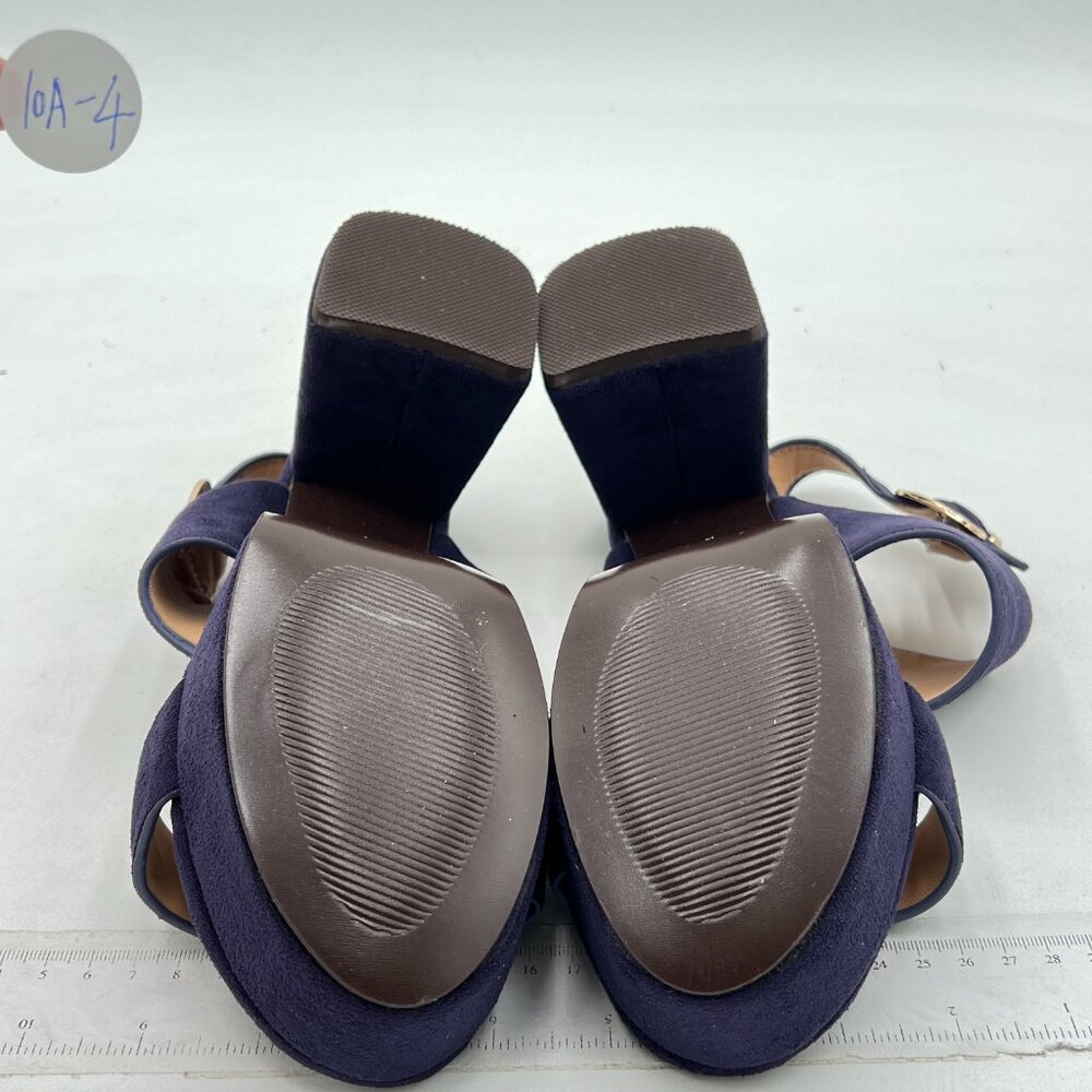 FOWT Navy Open Toe Platfrom Sandals Chunky Heel Slingbacks Buckle Wide Band Shoe - Picture 7 of 8